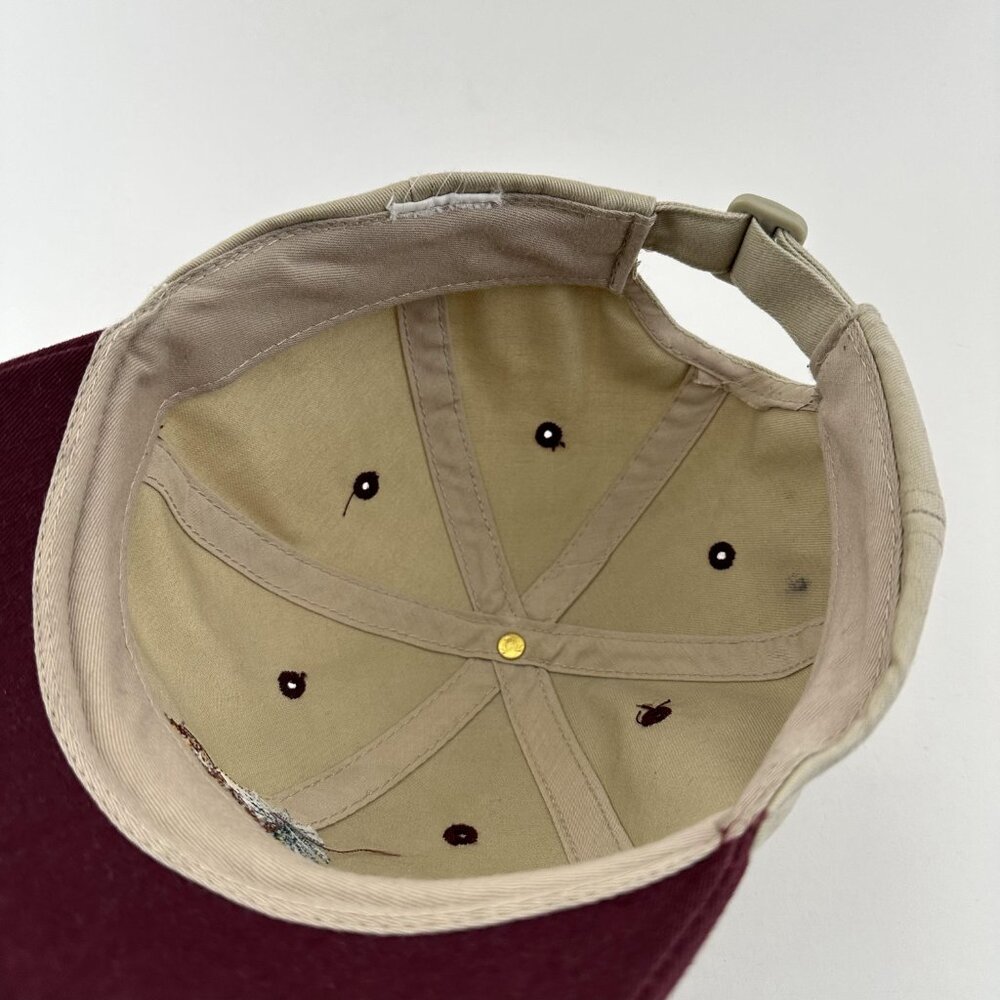 Wavecrest Dad Hat Embroidered Adjustable Strapback Cap Tan Burgundy One Size - Picture 8 of 9
